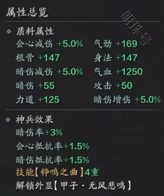 《天刀逍遥客栈ol》金色神兵满级属性分析