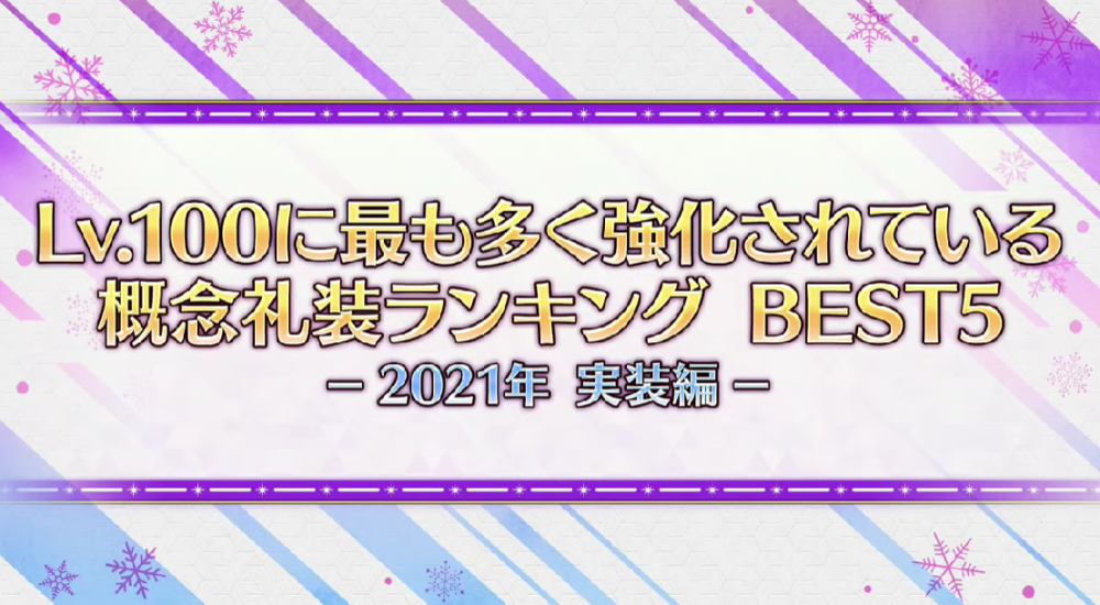 fgo：2021年百级礼装培养趋势和方向官方统计说明