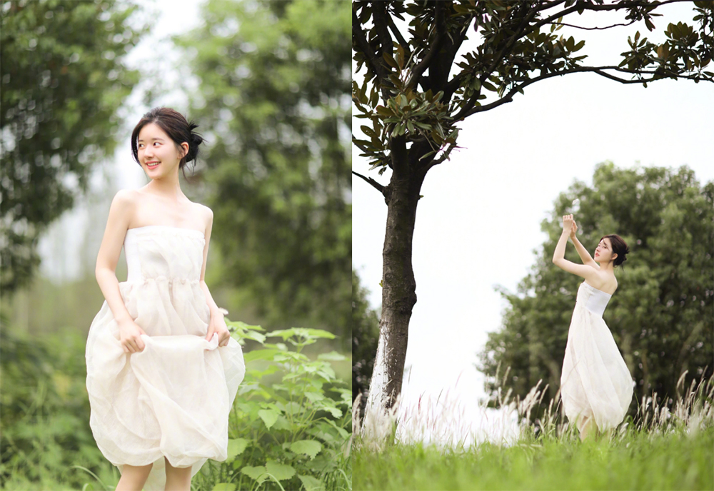 娱乐圈喜欢穿小白裙的女明星，赵露思清新甜美似仙女
