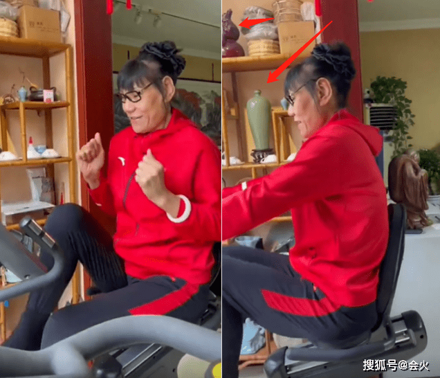 55岁海霞踩运动单车矫健引发网友热议，网友：国家的骄傲