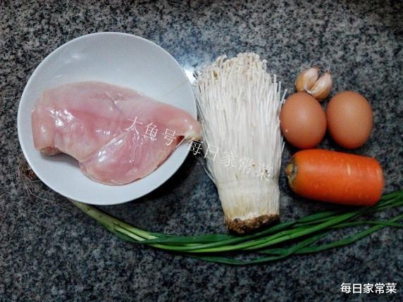 金针菇鸡肉蛋饼，简单又好吃！请你一定要试试！