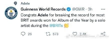 《全英音乐奖》获奖名单公布，Adele成最大赢家