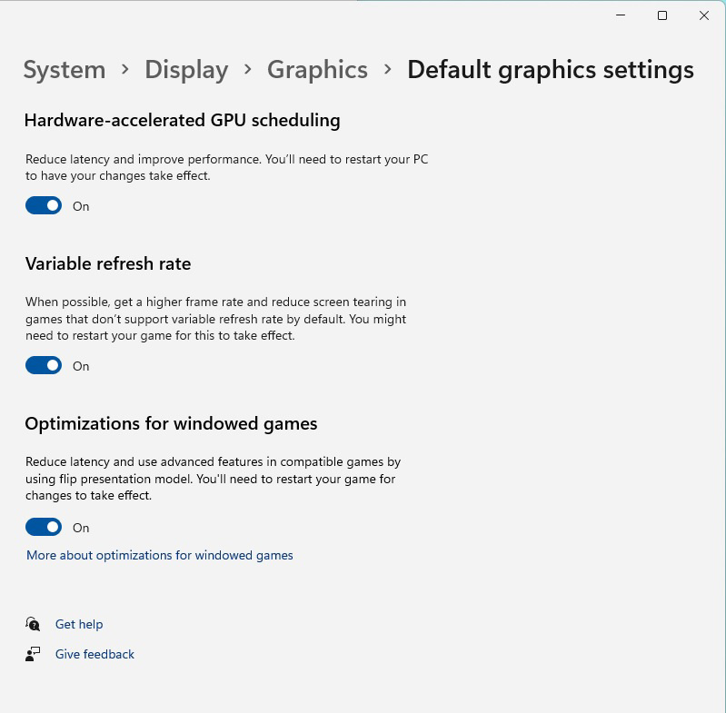 微软windows11窗口游戏优化
