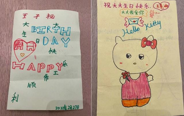 李冰冰与侄子侄女亲手绘制生日贺卡，素颜出镜难挡美貌