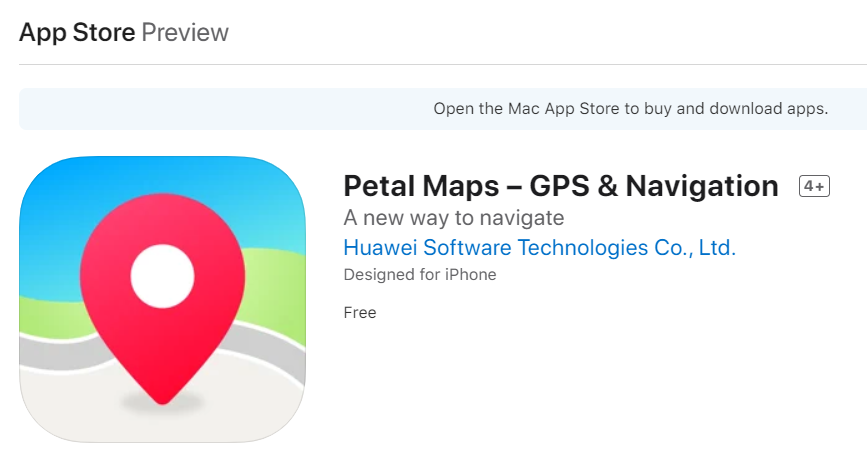 华为花瓣地图Petal Maps上架苹果App Store