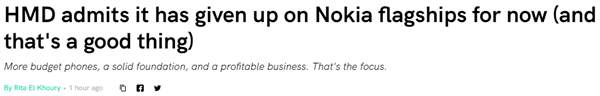 诺基亚宣布暂时放弃旗舰机市场