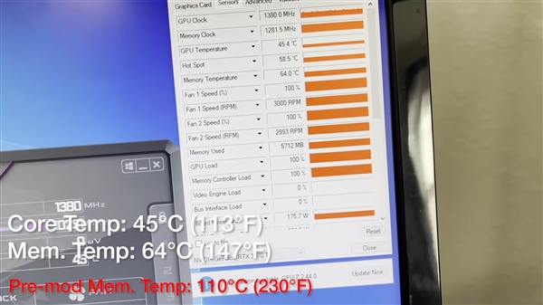 大神硬核改造RTX 30显卡显存散热：温度骤降46℃
