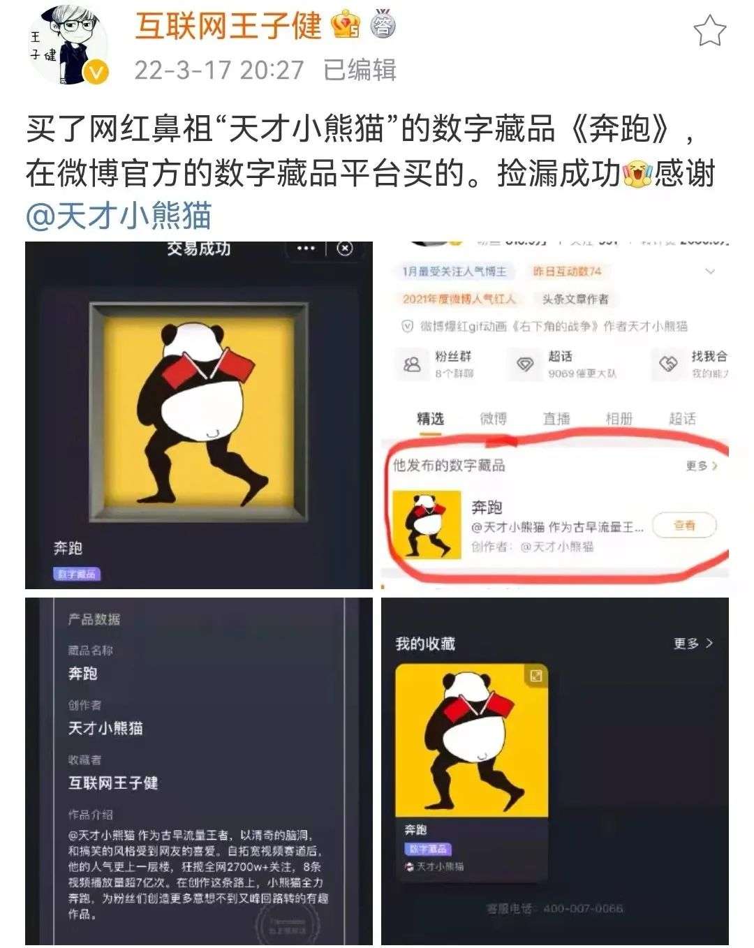 大v@天才小熊猫发布数字藏品《奔跑》