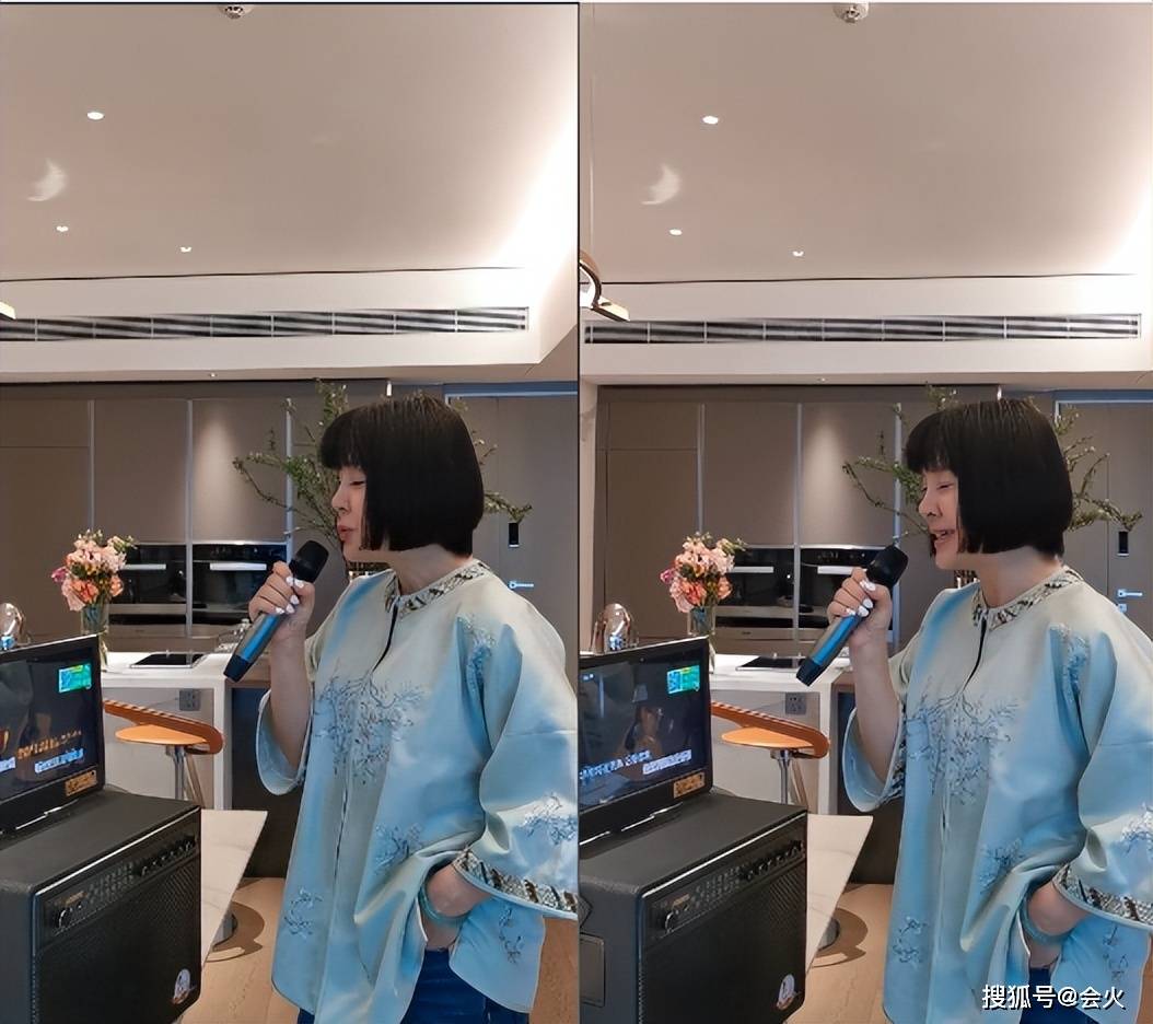 著名歌手陈红晒自己在家唱歌练声，手上一个玉镯子十分抢眼