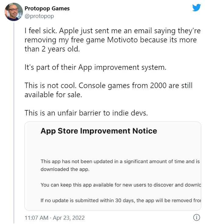 苹果警告将删除appstore30天内没有更新