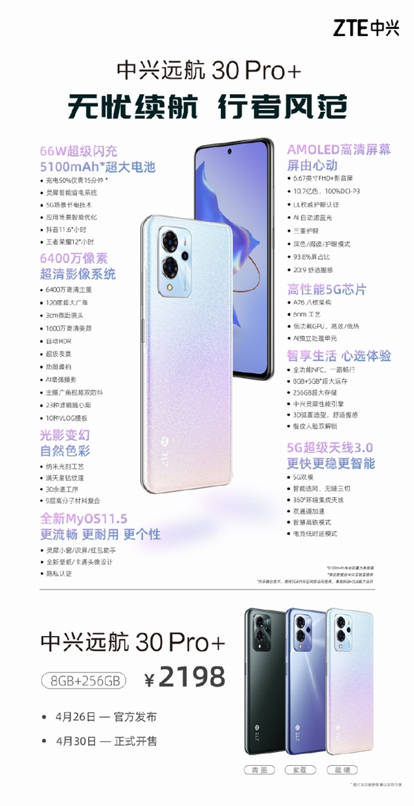 中兴远航30pro+正式发布售价2198元