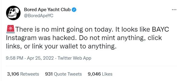 |“无聊猿”bayc官方警告所有人不要mint网站