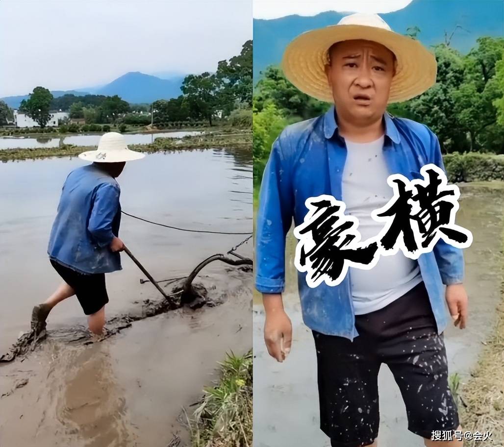刘小光晒田里耕田视频，一身泥挡不住气质，一般人学不来