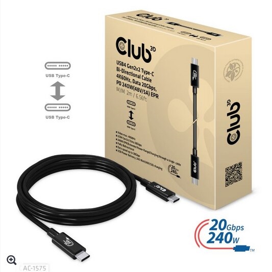 club3d推出多款usbc线，8k60视频、240w供电