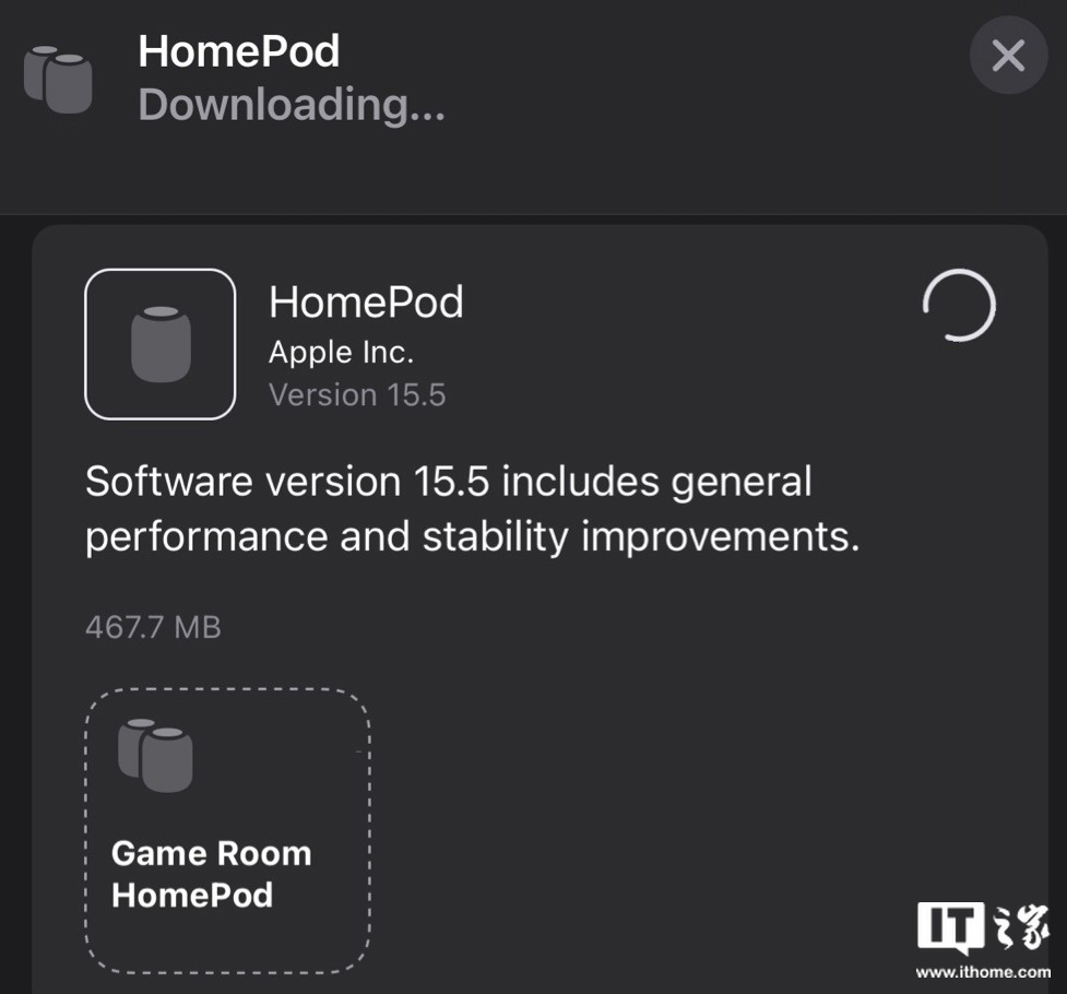 苹果推送homepod15.5rc版软件