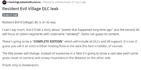 |《生化危机8：村庄》DLC细节泄露 还将推出完整版