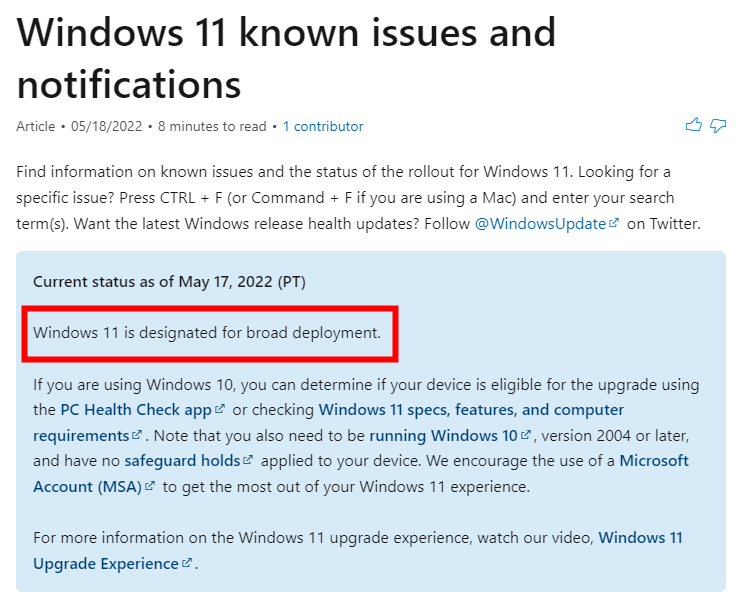 微软宣布windows11已可以广泛部署