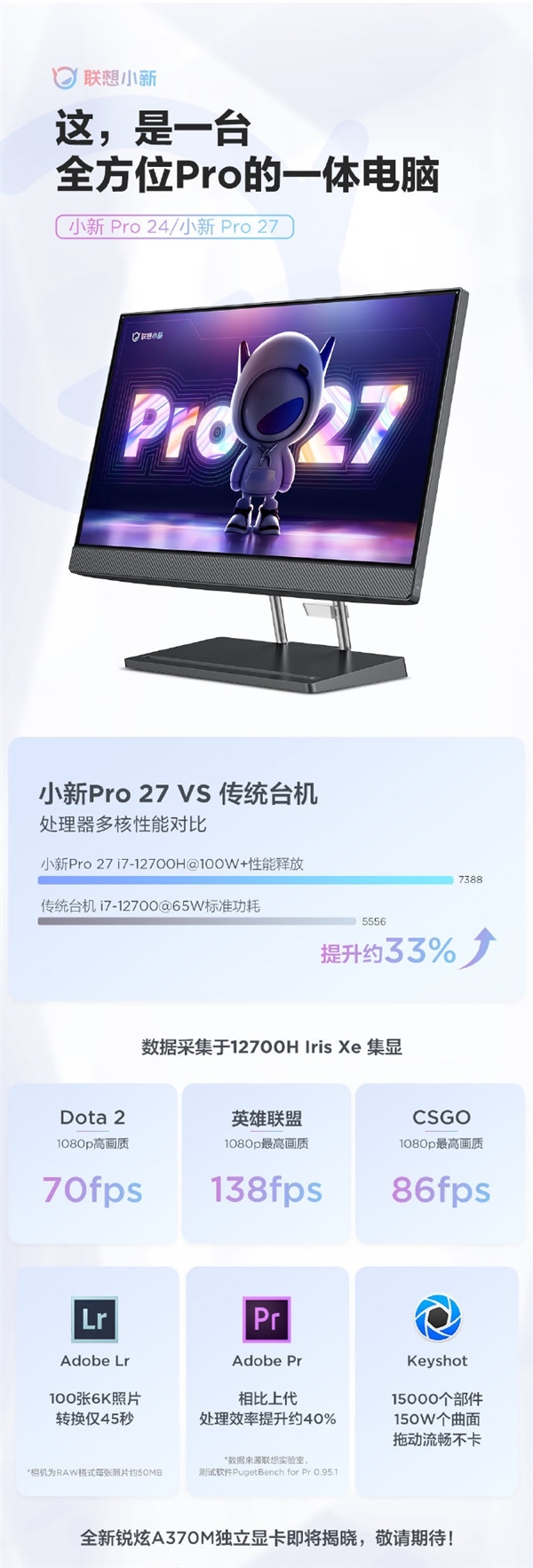 100W性能释放强过台式机！联想推出新款小新Pro 27一体