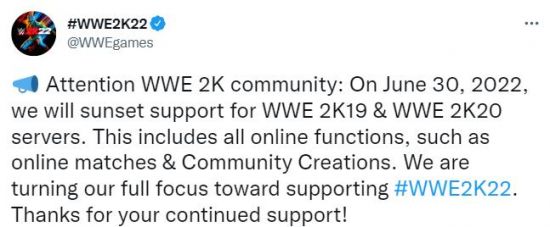 |《wwe2k19》和《wwe2k20》在线服务器将关闭