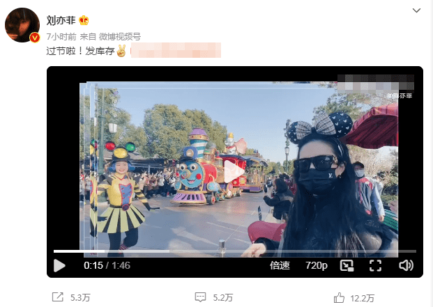 刘亦菲迪士尼游玩视频曝光，网友：老婆你居然发视频了