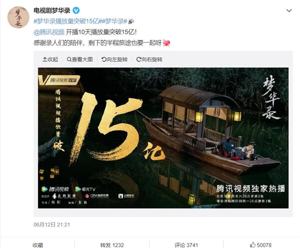 刘亦菲新剧《梦华录》开播10天播放量破15亿
