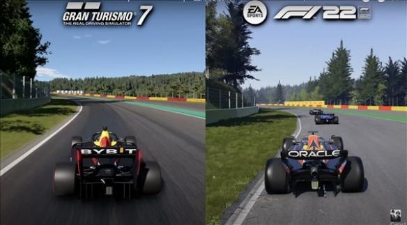 |《f12022》vs《gt7》画面对比，两者互有胜负