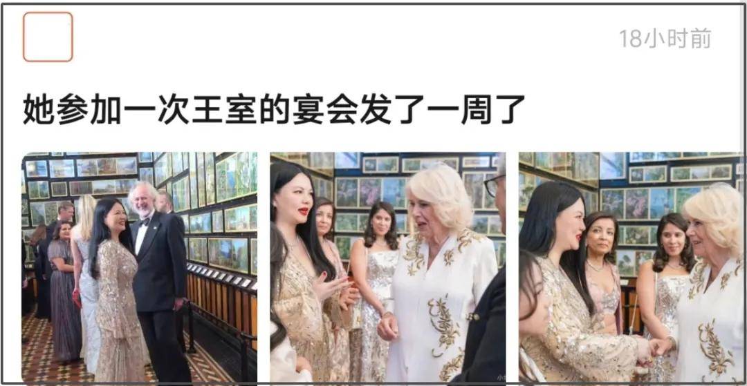 李湘还在晒英国王室合照，姿态太低惹群嘲，卡米拉用指尖和她捏手