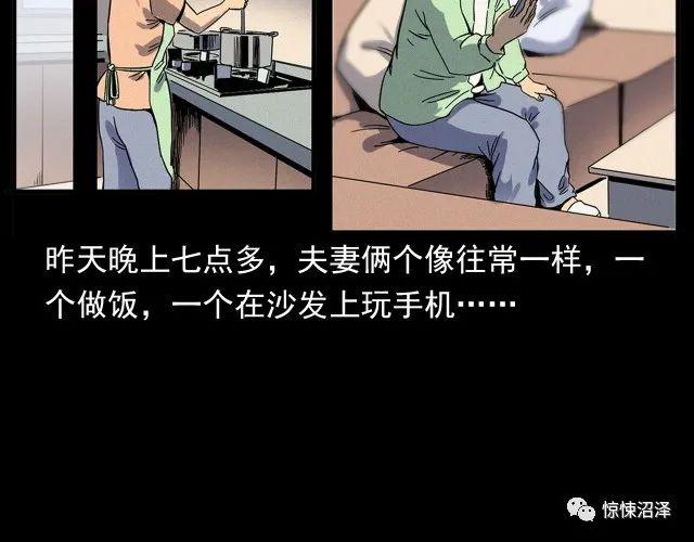 恐怖漫画，楼下的女人，趴在猫眼上与主人对视的可怕女人