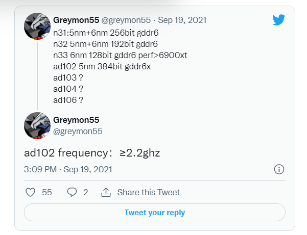 英伟达 RTX 40 系显卡爆料：旗舰 AD102 核心频率大于 2.2GHz