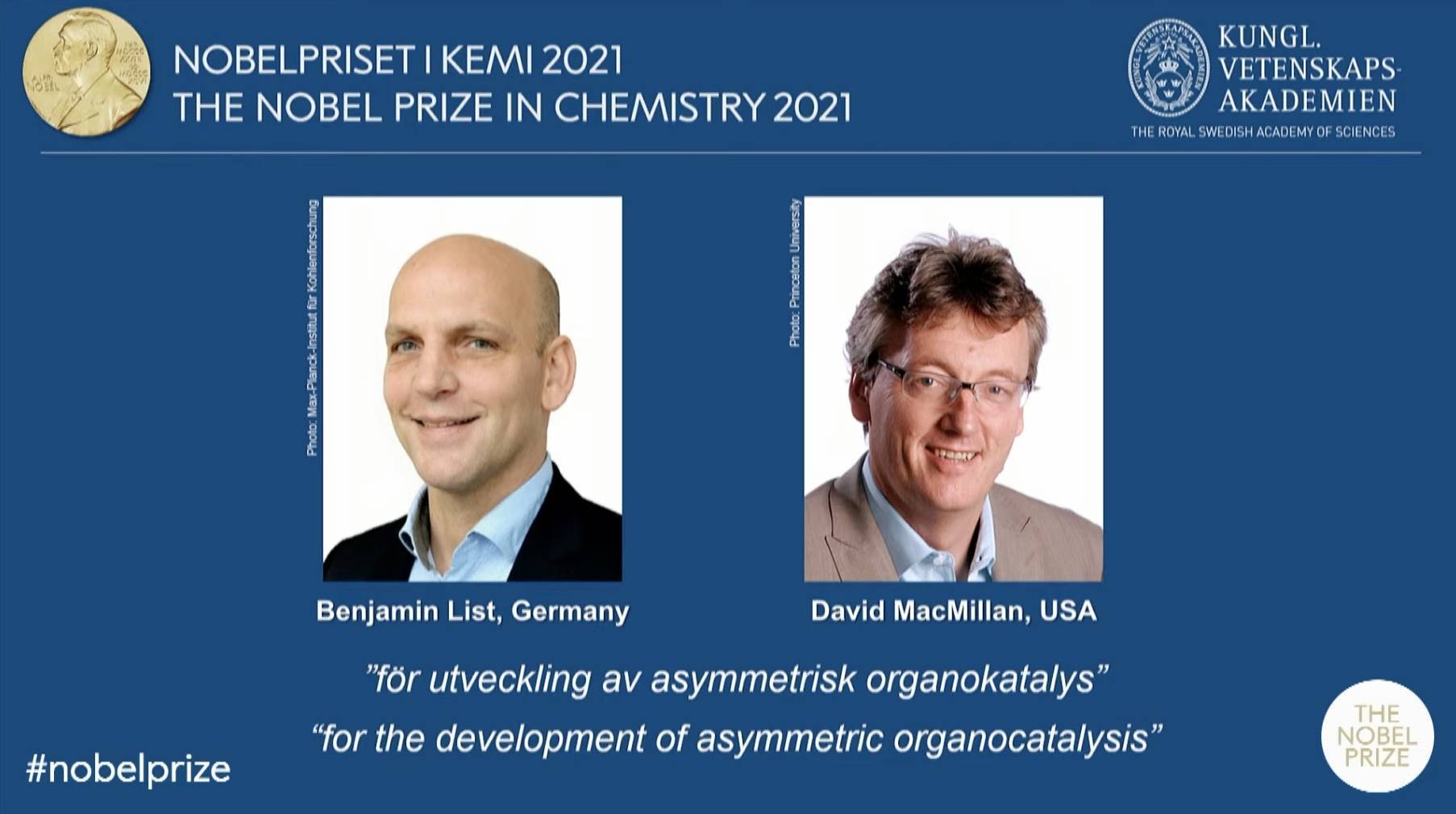 2021 诺贝尔化学奖出炉：大热 mRNA 陪跑，给了这个或将改变制药和电池技术的研究