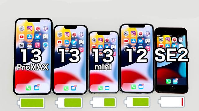 5款iPhone续航PK：iPhone13mini第四iPhone13第二，第一特别强大