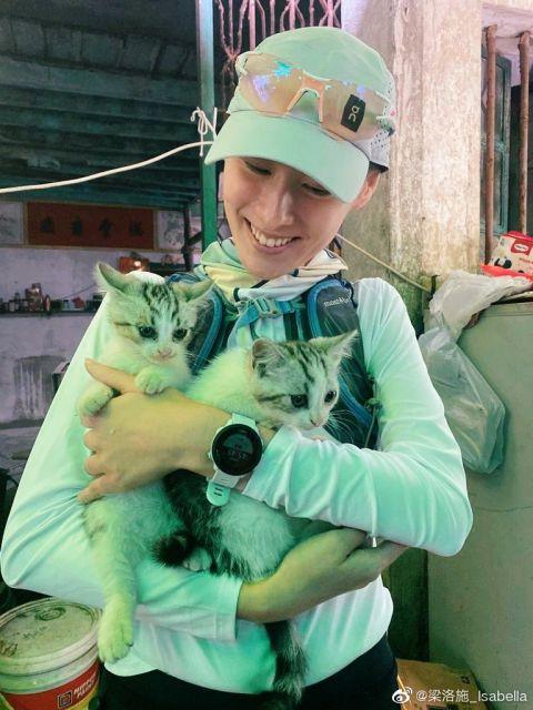 33岁梁洛施素颜抱猫咪 收养流浪猫获赞人美心善