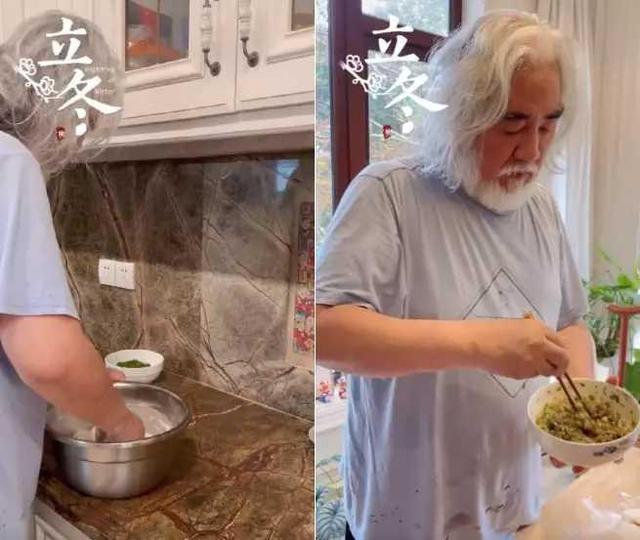 张纪中在家包饺子：动作熟练如“家庭煮夫”，张导亲自喂给老婆吃