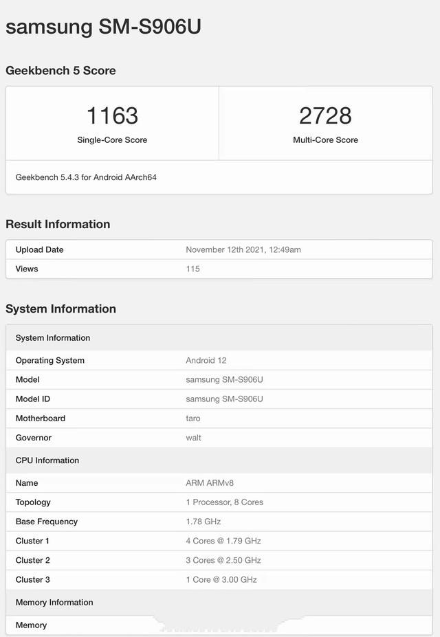 三星Galaxy S22+跑分曝光，全球首发骁龙898