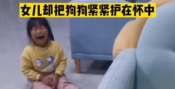 湖北一女孩作业被狗子咬烂，亲爹欲揍狗，但被女孩紧紧抱在怀里