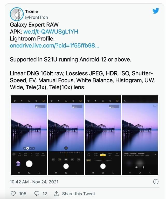 Expert RAW相机应用程序来啦 搭载Galaxy S21 Ultra推出