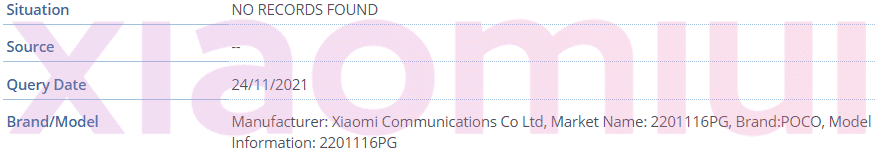 小米POCO X4/NFC手机现身IMEI数据库，将于近期在海外发布