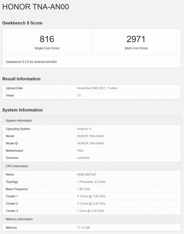 荣耀 60 Pro 现身 GeekBench，搭载骁龙 778G＋芯片组和12GB内存