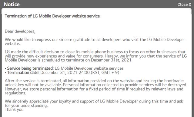 刷机党注意，LG 宣布于 2021 年底关闭手机 bootloader 解锁服务