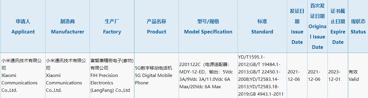 小米 12 Pro 通过 3C 认证，确认支持 120W 快充