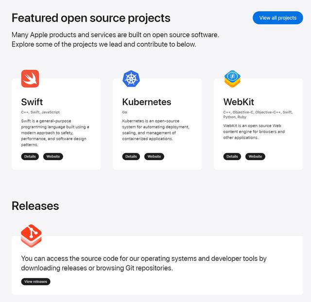 苹果推出重新设计的开源网站，包括iOS、macOS代码