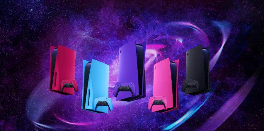 索尼发布多彩配色 PS5 主机外壳、手柄：星尘红、星光蓝、银河紫、星幻粉、午夜黑五色可选