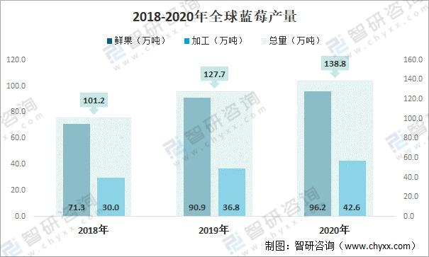 2020全球蓝莓种植情况分析：中国已成为全球最大的蓝莓种植地，产量占比达20%