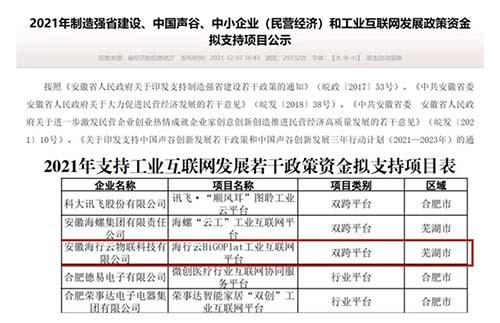 助力打造安徽工业互联网高地！卡奥斯“海行云”入选安徽省“双跨平台”