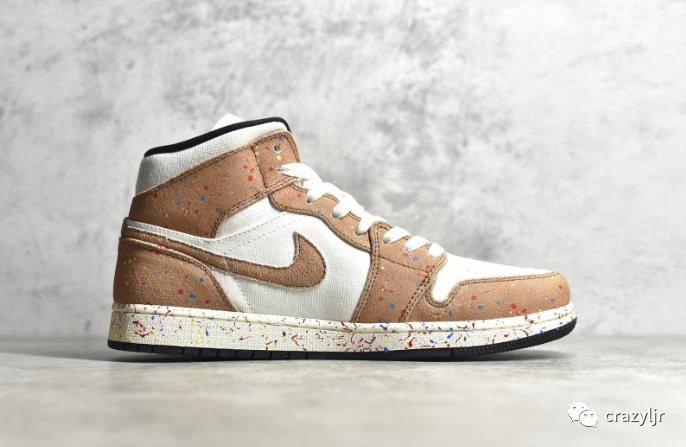 秋冬潮人百搭Air Jordan Mid AJ1白黑水彩泼墨中帮篮球鞋DA8005-100篮球鞋