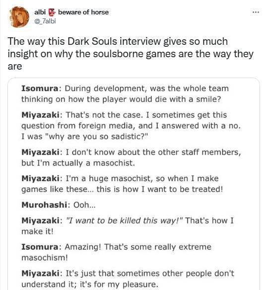 |宫崎英高谈《黑暗之魂》为何让人受苦：我是个受虐狂
