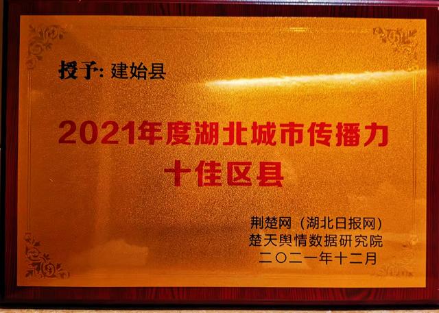 建始县获评“2021年度湖北城市传播力十佳区县”