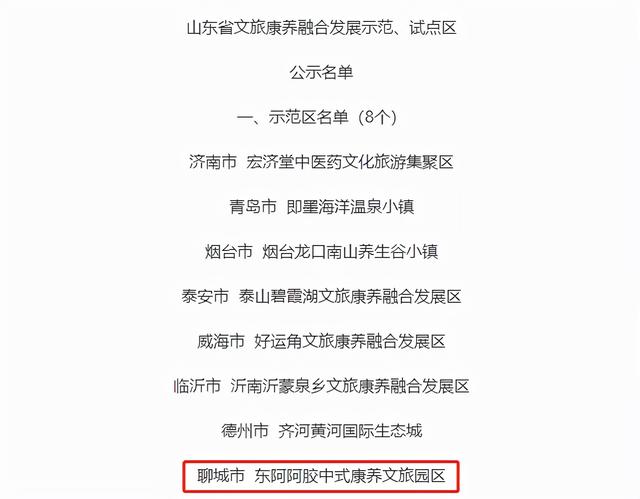 东阿阿胶中式康养文旅园区入选山东省文旅康养融合发展示范、试点区名单