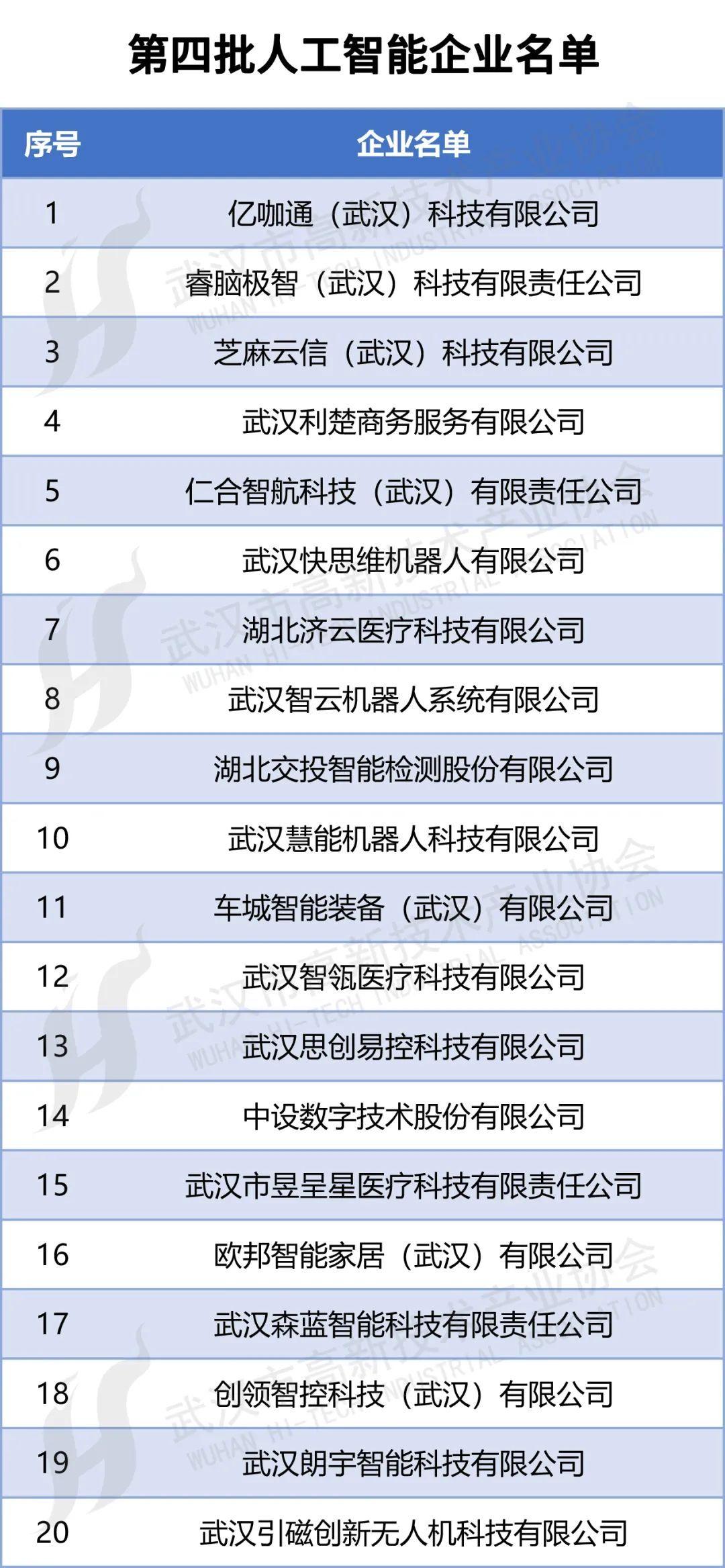 第四批53家武汉人工智能企业名单发布