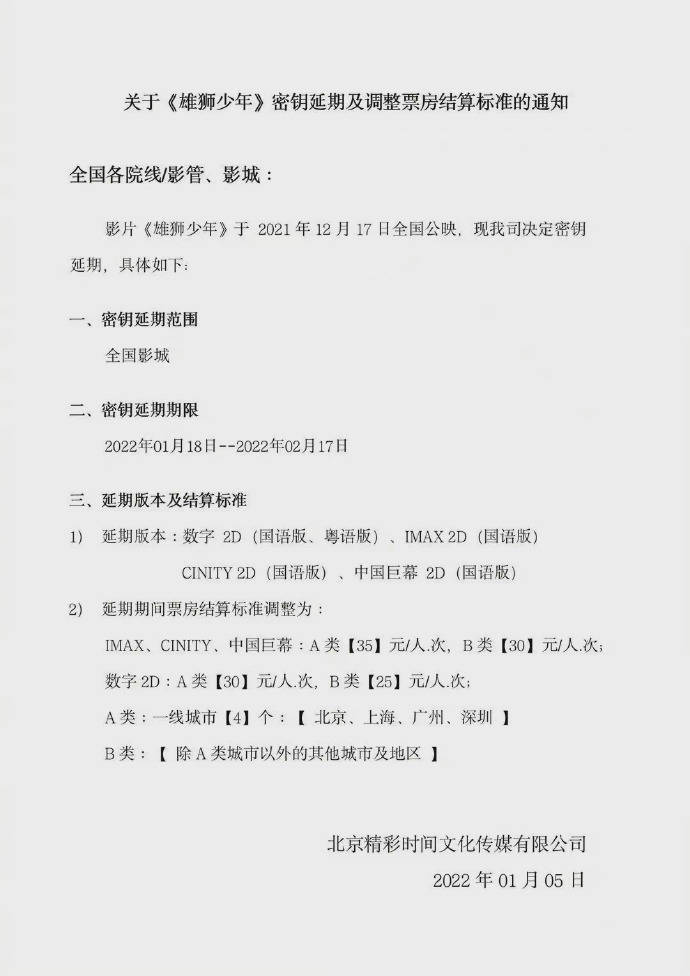 《雄狮少年》国语版粤语版密钥同时延期至2月17日 上映20天累计票房超2亿